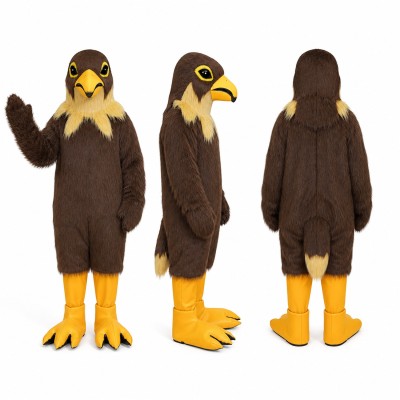 Eagle Mascot Costume in Brown with Yellow Beak and Feet Adult
