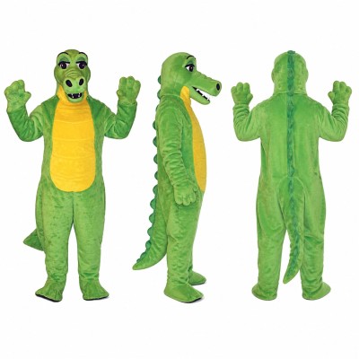 Crocodile Mascot Costume in Light Green with Yellow Belly Adult