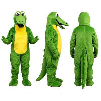 Crocodile Mascot Costume in Green with Yellow Belly Adult