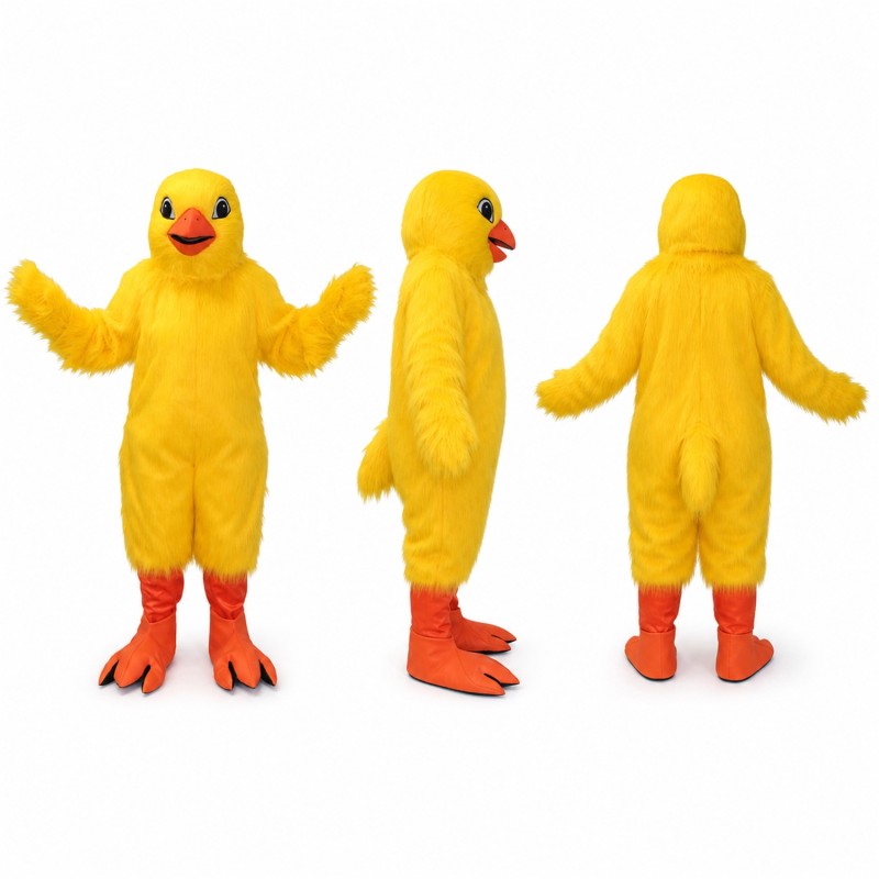 Chick Mascot Costume in Yellow with Orange Feet Adult
