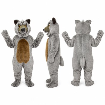 Wolf Mascot Costume in Gray with Brown Belly Adult