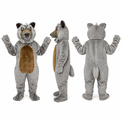 Wolf Mascot Costume in Gray with Brown Belly Adult