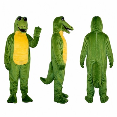Alligator Mascot Costume in Green with Yellow Belly Adult