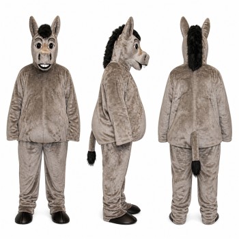 Donkey Mascot Costume in Gray with Long Ears Adult