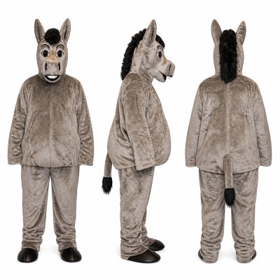 Donkey Mascot Costume in Gray with Long Ears Adult