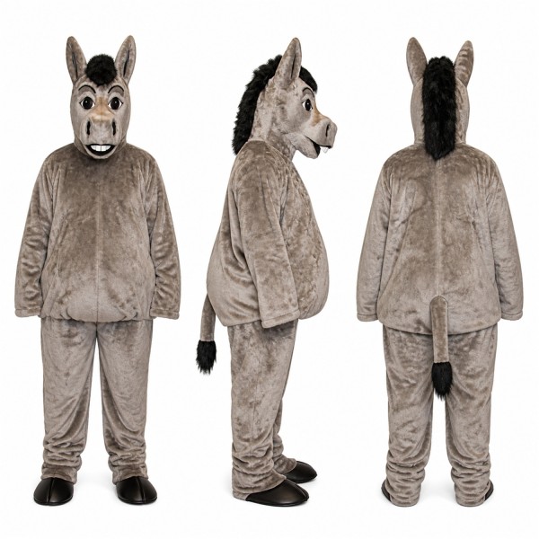 Donkey Mascot Costume in Gray with Long Ears Adult