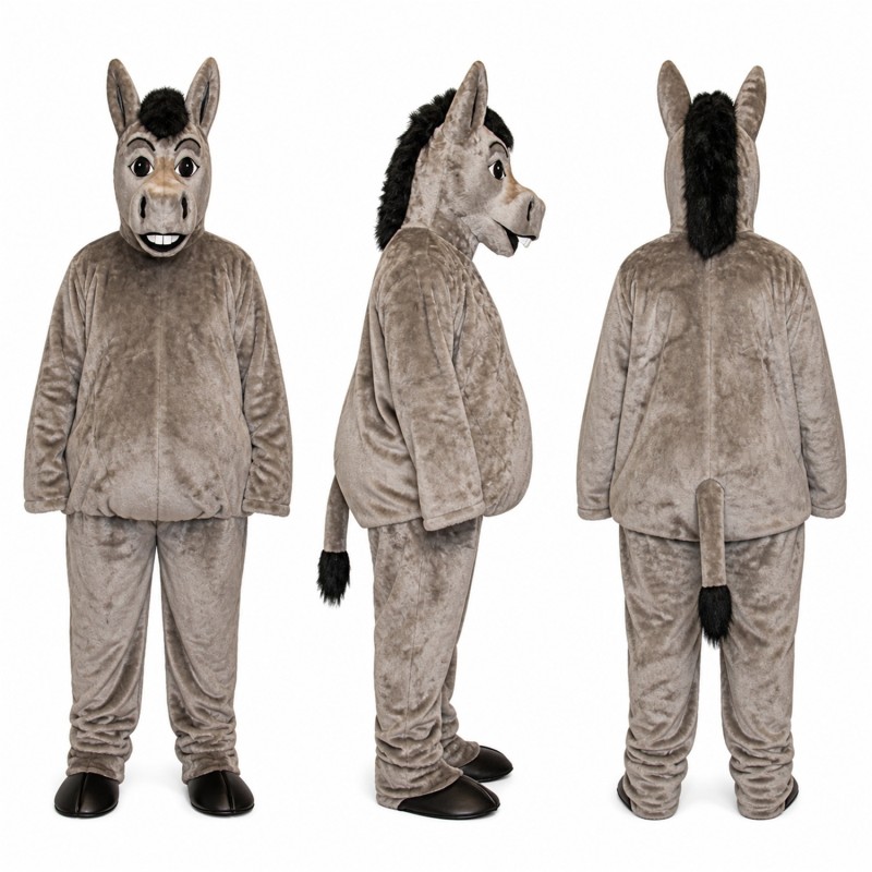 Donkey Mascot Costume in Gray with Long Ears Adult