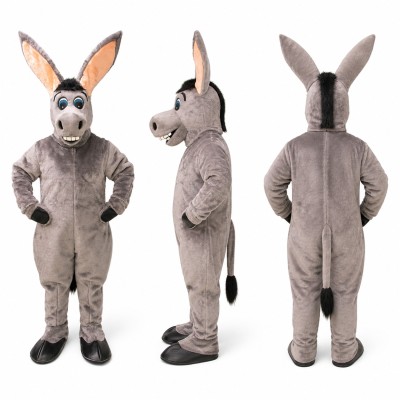 Donkey Mascot Costume in Gray with Oversized Ears Adult