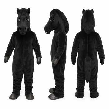 Horse Mascot Costume in Black with Dark Mane Adult