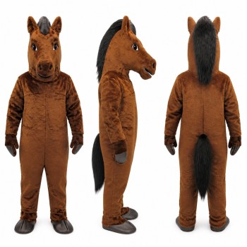 Horse Mascot Costume in Brown with Black Mane Adult