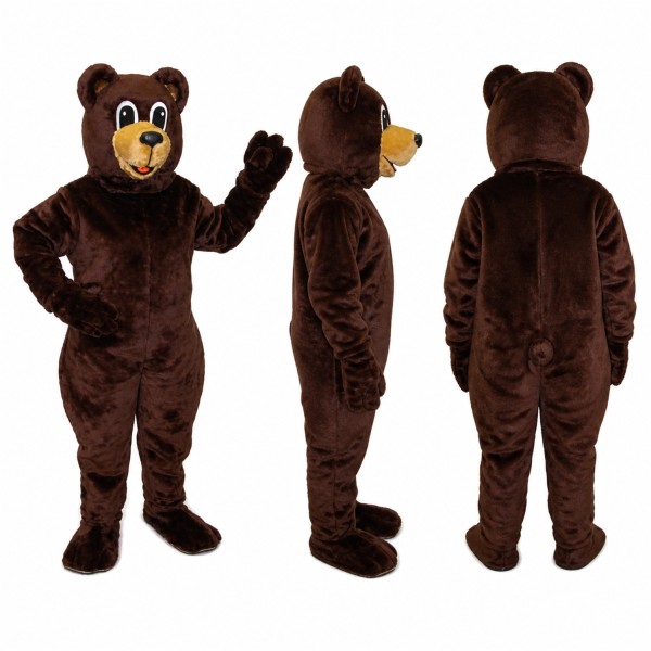 Bear Mascot Costume in Dark Brown with Tan Muzzle Adult