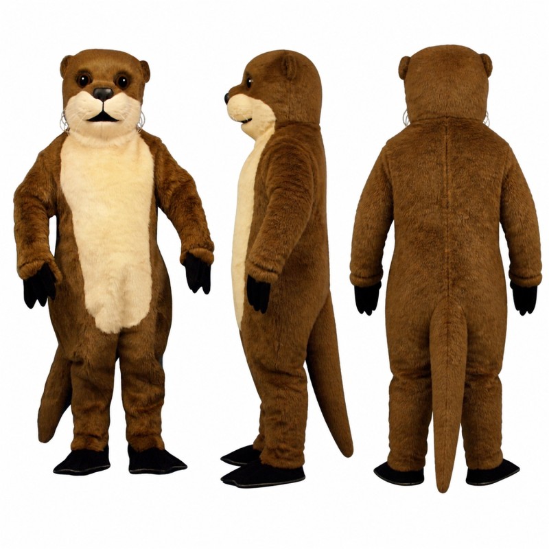 Otter Mascot Costume in Brown with Cream Belly Adult