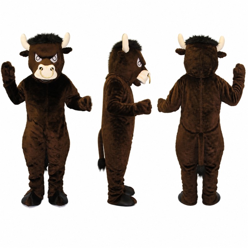 Bull Mascot Costume in Dark Brown with Cream Muzzle Adult
