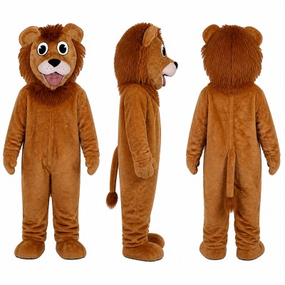 Lion Mascot Costume in Brown with Round Mane Adult
