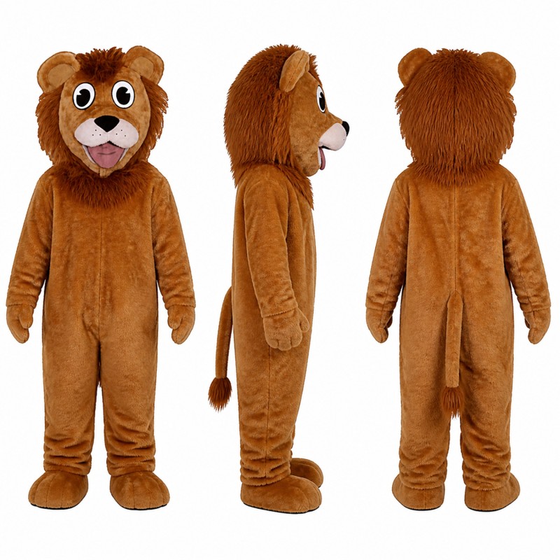 Lion Mascot Costume in Brown with Round Mane Adult