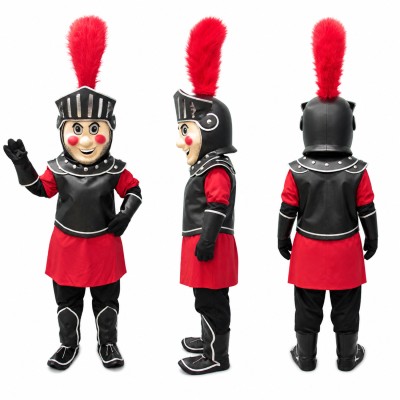 Marching Soldier Mascot Costume in Black and Red with Plumed Hat Adult