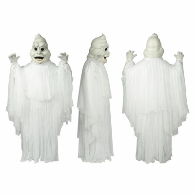 Ghost Mascot Costume in White with Tattered Robe Adult