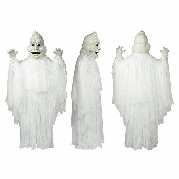 Ghost Mascot Costume in White with Tattered Robe Adult