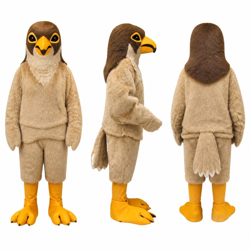 Eagle Mascot Costume in Tan and Brown with Yellow Feet Adult