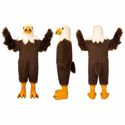 Bald Eagle Mascot Costume in Brown and White with Spread Wings Adult