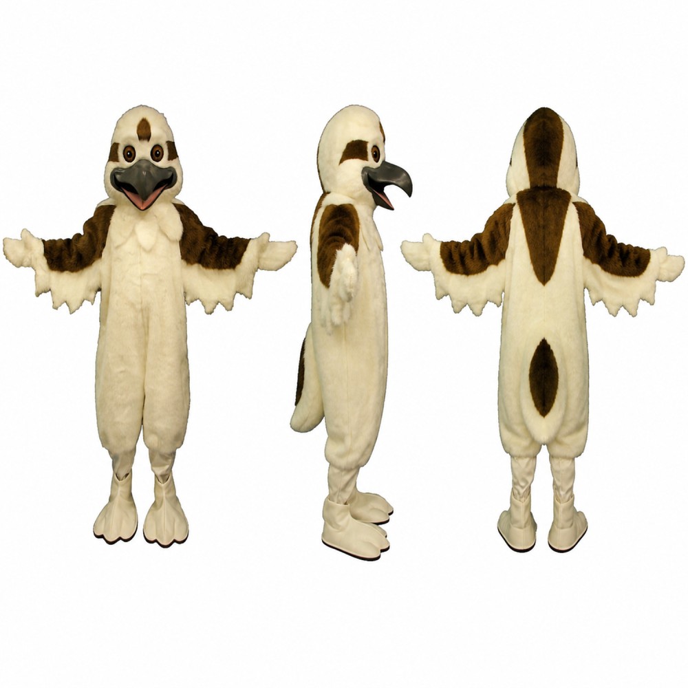 Owl Mascot Costume in Beige with Brown Wings Adult