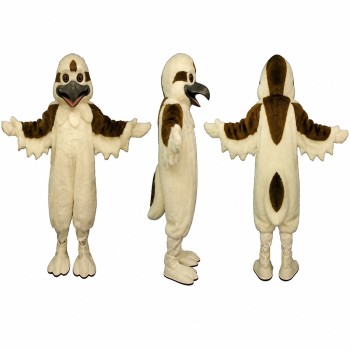 Owl Mascot Costume in Beige with Brown Wings Adult