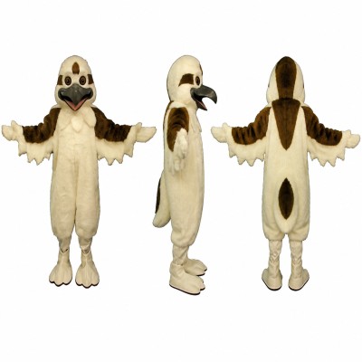 Owl Mascot Costume in Beige with Brown Wings Adult