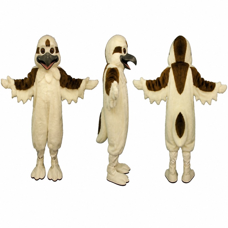 Owl Mascot Costume in Beige with Brown Wings Adult