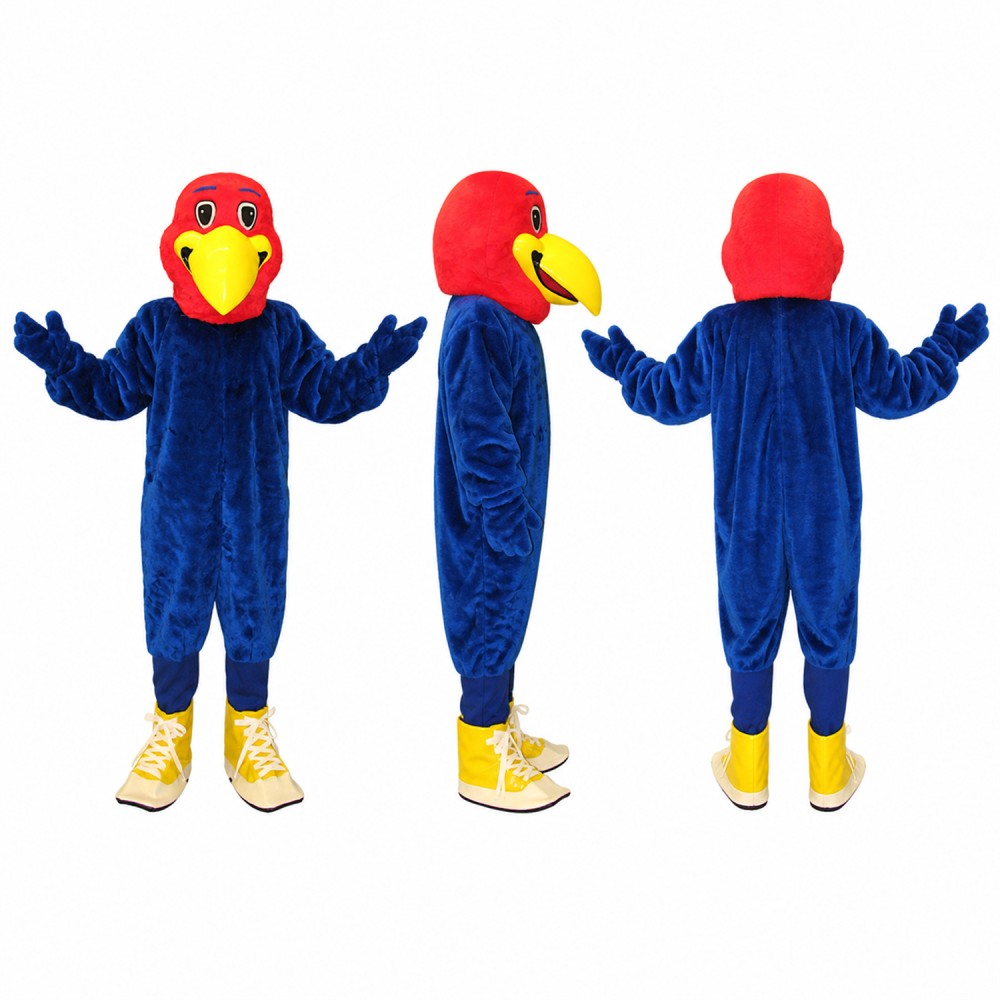 Parrot Mascot Costume in Blue with Red Face and Sneakers Adult Parrot Mascot Costume in Blue with Red Face and Sneakers Adult