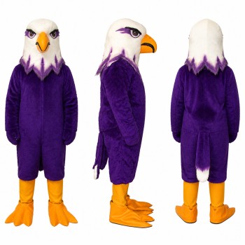 Bald Eagle Mascot Costume in Purple with White Head Adult