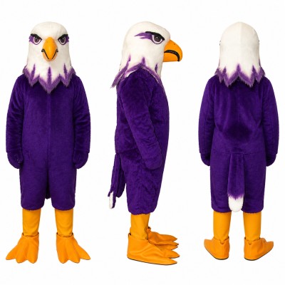Bald Eagle Mascot Costume in Purple with White Head Adult