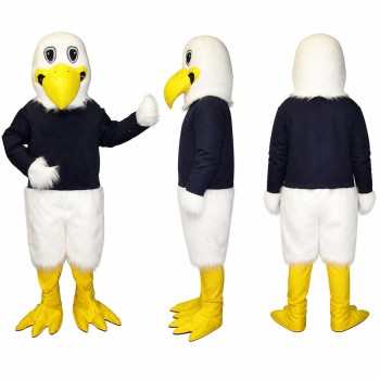 Bald Eagle Mascot Costume with Black Shirt and White Shorts Adult