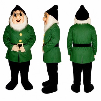 Leprechaun Mascot Costume in Green with Black Hat Adult