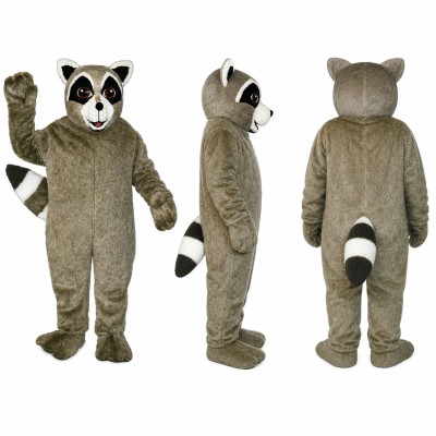 Raccoon Mascot Costume in Gray with Black Face Mask Adult