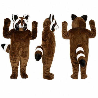Raccoon Mascot Costume in Brown with Black Face Mask Adult