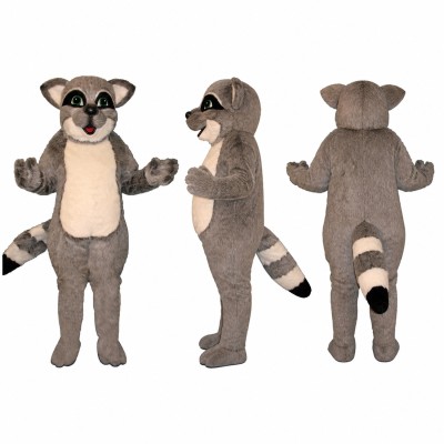 Raccoon Mascot Costume in Gray with Striped Tail Adult