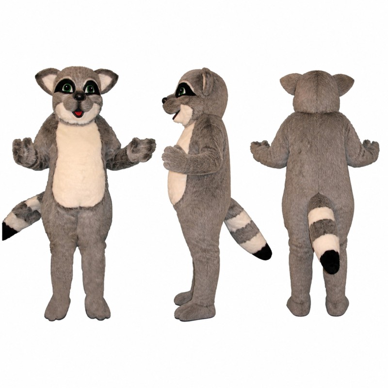 Raccoon Mascot Costume in Gray with Striped Tail Adult