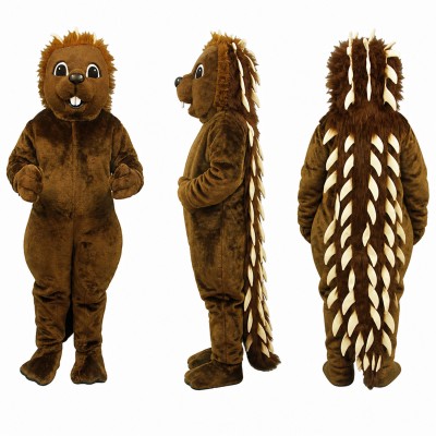 Hedgehog Mascot Costume in Brown with Buck Teeth Adult