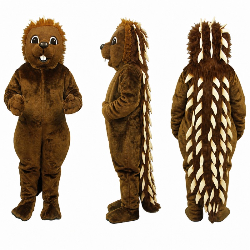 Hedgehog Mascot Costume in Brown with Buck Teeth Adult