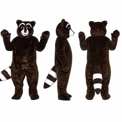 Raccoon Mascot Costume in Dark Brown with Striped Tail Adult