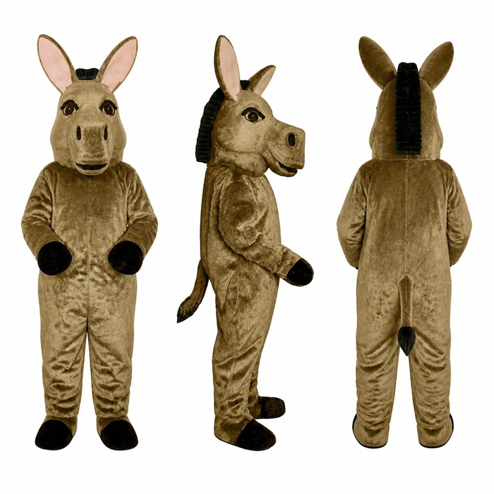 Donkey Mascot Costume in Tan with Long Ears Adult