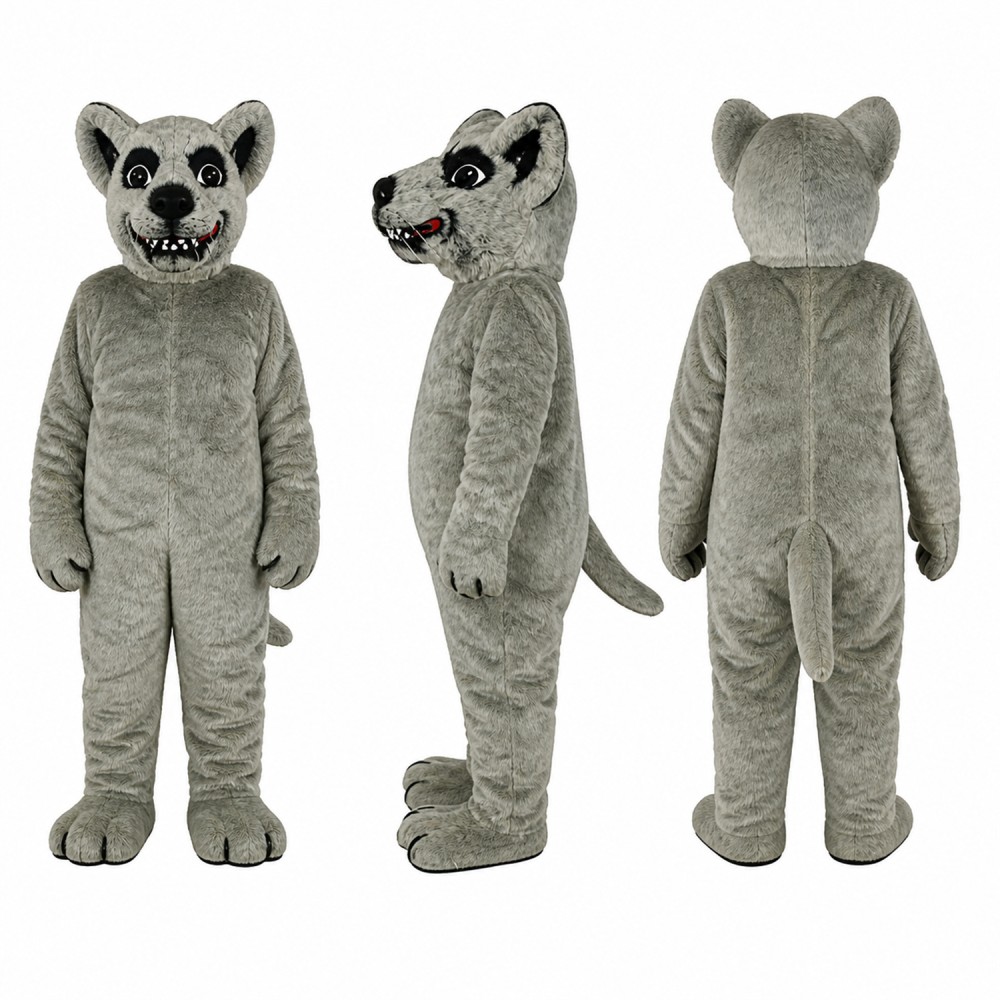 Wolf Mascot Costume in Gray with Toothy Grin Adult