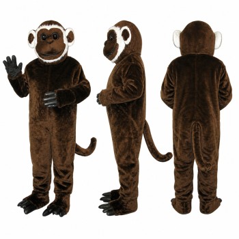 Capuchin Monkey Mascot Costume in Dark Brown with Cream Face Adult
