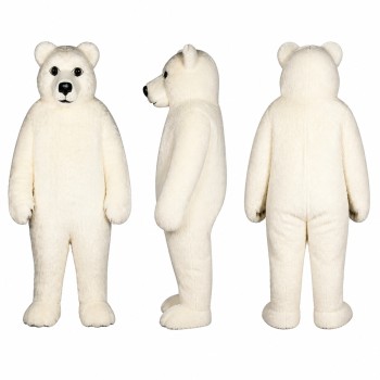 Polar Bear Mascot Costume in White with Black Nose Adult