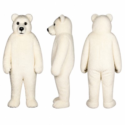Polar Bear Mascot Costume in White with Black Nose Adult
