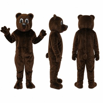 Black Bear Mascot Costume in Dark Brown with Red Mouth Adult