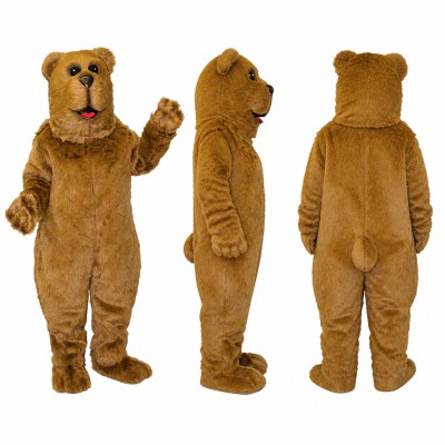 Bear Mascot Costume in Golden Brown with Friendly Face Adult