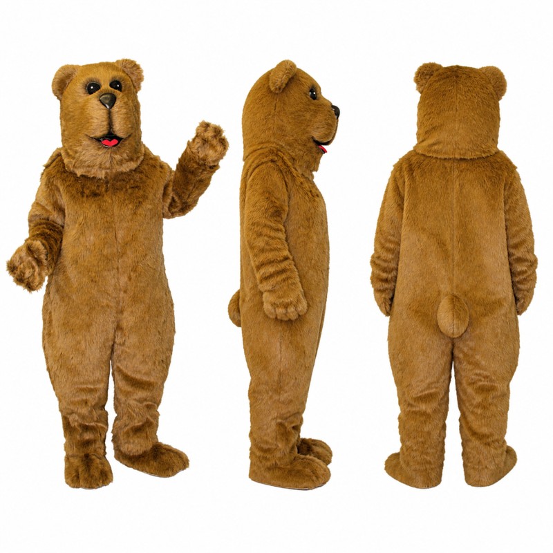 Bear Mascot Costume in Golden Brown with Friendly Face Adult