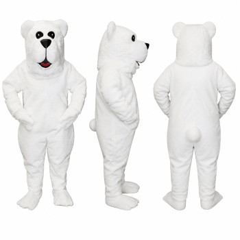 Polar Bear Mascot Costume in White with Red Tongue Adult