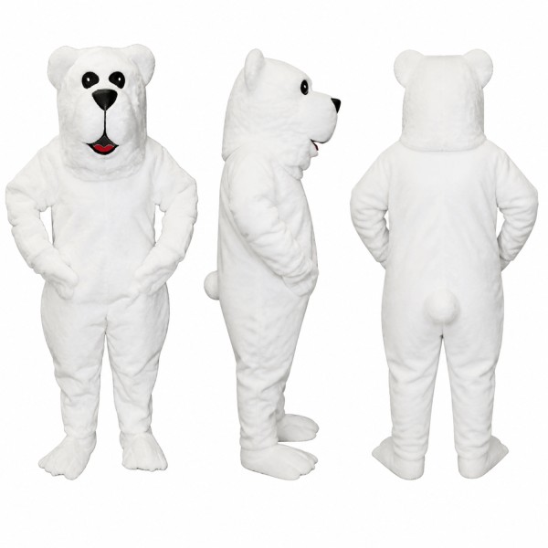 Polar Bear Mascot Costume in White with Red Tongue Adult